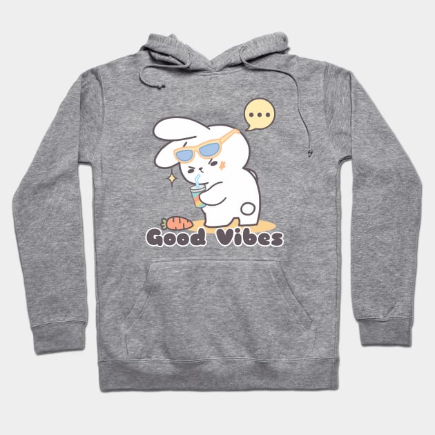 Cute Rabbit Swag with a Side of Good Vibes Hoodie by LoppiTokki